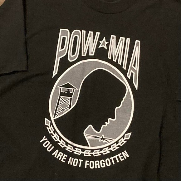 Fruit of the Loom Other - Vintage 90s FOTL POWMIA black single stitch tee cotton washed size L/20